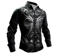 Camisa moderna para hombre de negocios, camisa vikinga, camisa occidental 3D, estilo oscuro, softshell, chaleco de manga larga, camisa de leñador, disfraz de caballero, disfraz renacentista, disfraz