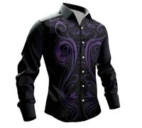 Camisa moderna para hombre de negocios, camisa vikinga, camisa occidental 3D, estilo oscuro, softshell, chaleco de manga larga, camisa de leñador, disfraz de caballero, disfraz renacentista, disfraz