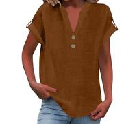Camisa Mujer Cuello V Fiesta Boda Y2k Café Rebajas Hoy Oferta Flash Camiseta Rosa Verano de Flores Camisetas Blancas Deporte Fitness Manga Corta Ropa Deportiva Mujer Café L