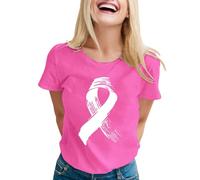 Camisa Mujer Deporte, Camisetas Mujer Manga Larga, Camiseta con Cuello En V para Concienciar sobre El CáNcer Mama Suave CóModa E Informal para Uso Diario con DiseñO Inspiradora Blusas T Shirt Tshirt