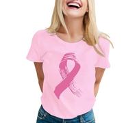 Camisa Mujer Deporte, Camisetas Mujer Manga Larga, Camiseta con Cuello En V para Concienciar sobre El CáNcer Mama Suave CóModa E Informal para Uso Diario con DiseñO Inspiradora Blusas T Shirt Tshirt