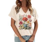 Camisa Mujer Elegantes, Camisetas Mujer Casual, con Escote AsiméTrico úNico Y Estampado Floral Una Comodidad Informal Blusas Top Camisas T Shirt Tshirt Verano Polo