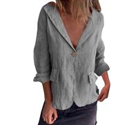 Camisa mujer lino algodón verano cuello en V ligero Blusa elegante transpirable de gran tamaño casual camisas de algodón manga corta playa moda top trabajo oficina fantasía color sólido camisa de lino