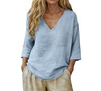 Camisa Mujer Vaquera, Camisetas Mujer Basicas, Informal con Cuello En V Y Corte Holgado Tejido Suave Y Transpirable Ideal El DíA A DíA Blusas Top Camisas T Shirt Tshirt Verano Polo