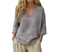 Camisa Mujer Vaquera, Camisetas Mujer Basicas, Informal con Cuello En V Y Corte Holgado Tejido Suave Y Transpirable Ideal El DíA A DíA Blusas Top Camisas T Shirt Tshirt Verano Polo