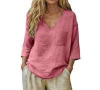 Camisa Mujer Vaquera, Camisetas Mujer Basicas, Informal con Cuello En V Y Corte Holgado Tejido Suave Y Transpirable Ideal El DíA A DíA Blusas Top Camisas T Shirt Tshirt Verano Polo