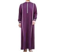 Camisa Musulmana para Hombre Caftán de Manga Larga Vestido Islámico Abaya Túnica Caftán con Cremallera Holgada(XL)