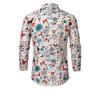 Camisa Navidad Hombre Camisas FEA - de Invierno Long Christmas Sleeve Casual Imprimió Las Camisetas Top Autlumn Men de Fashion Men (White XL)