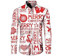 Camisa Navidad Hombre - Ugly Christmas Shirt 3D Estampadas Camisa Navideña Hombre Slim Fit Trajes Manga Larga Feos para Shirt