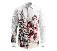 Camisa Navideña Hombre Christmas Shirts Casual Ropa Invierno Slim Fit Top Blusas 3D Funky Camisas Casual Slim Fit Christmas Shirt Camisa De Navidad Muñeco De Nieve Camiseta Navidad