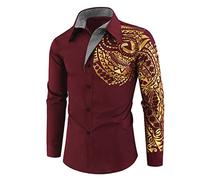 Camisa Negra Dorada de Lujo Hombres Nuevo Ajuste Delgado Manga Larga Oro Negro Chemise Social Men Club Camisa de Baile