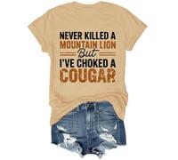 Camisa Never Killed A Mountain Lion But I've Choked A Cougar, caqui, XL