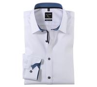 Camisa Olymp Para Hombre Super Slim No. 6 Blanca Sólida 077464 18 Marino