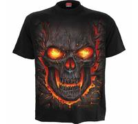 Camisa Oscura De Fantasía Gótica Con Calavera Lava Esqueleto Fuego M026M101