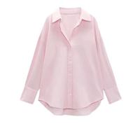 Camisa Oxford de Color sólido para desplazamientos de Mujer Primavera-Camisa Oxford Rosa-L