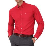 Camisa Oxford de manga larga para hombre, cuello abotonado y bolsillo, estilo casual de oficina, trabajo, fin de semana, estilo inglés. The English Oxford by Janeo British Apparel., rosso, 3XL