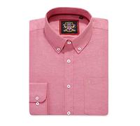 Camisa Oxford de manga larga para hombre, Cuello abotonado y bolsillo, Trabajo de oficina informal Weekender estilo inglés. The English Oxford por Janeo British Apparel. (Plain Red, 3XL)