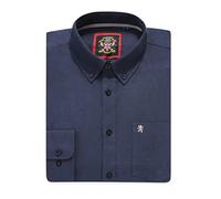 Camisa Oxford de manga larga para hombre, Cuello abotonado y bolsillo, Trabajo de oficina informal Weekender estilo inglés. The English Oxford por Janeo British Apparel. (Plain Navy, 3XL)