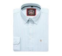 Camisa Oxford de Rayas de Manga Larga para Hombre. Comprar Soltero o con su Correspondiente Color Liso, Paquete de 2 Pares. El Kensington, Cuello Abotonado y Bolsillo. (1pc,Mint,3XL)