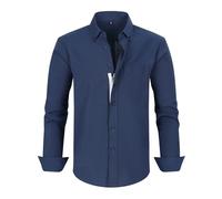 Camisa Oxford para hombre, color puro, cuello alto, con botones, resistente a la abrasión, camiseta de trabajo, cómoda, práctica, para exteriores, ajuste regular, camisa de traje, clásica, ajustada
