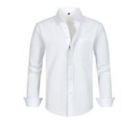 Camisa Oxford para hombre, color puro, cuello alto, con botones, resistente a la abrasión, camiseta de trabajo, cómoda, práctica, para exteriores, ajuste regular, camisa de traje, clásica, ajustada
