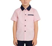 Camisa para bebé niño 80 camisa informal de manga corta a rayas para camisa clásica de algodón con botones para cosas geniales adolescentes, Rosa., 7 años