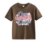 Camisa para chicos 146 Girls and Boys Casual Short Sleeved T Shirt 100 Days of School Opening 100 Days Aniversary Personality Loose Short Sleeved Camiseta de manga corta para niña 146, marrón, 6-7
