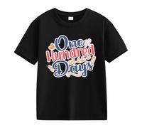 Camisa para chicos 146 Girls and Boys Casual Short Sleeved T Shirt 100 Days of School Opening 100 Days Aniversary Personality Loose Short Sleeved Camiseta de manga corta para niña 146, Negro , 6-7