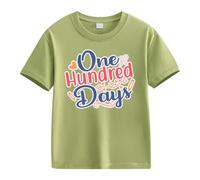 Camisa para chicos 146 Girls and Boys Casual Short Sleeved T Shirt 100 Days of School Opening 100 Days Aniversary Personality Loose Short Sleeved Camiseta de manga corta para niña 146, AG., 6-7 años
