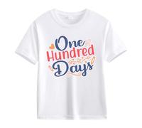 Camisa para chicos 146 Girls and Boys Casual Short Sleeved T Shirt 100 Days of School Opening 100 Days Aniversary Personality Loose Short Sleeved Camiseta de manga corta para niña 146, Blanco, 6-7