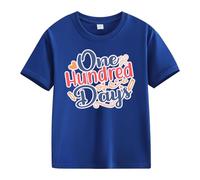 Camisa para chicos 146 Girls and Boys Casual Short Sleeved T Shirt 100 Days of School Opening 100 Days Aniversary Personality Loose Short Sleeved Camiseta de manga corta para niña 146, azul, 6-7 años