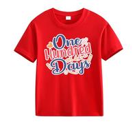 Camisa para chicos 146 Girls and Boys Casual Short Sleeved T Shirt 100 Days of School Opening 100 Days Aniversary Personality Loose Short Sleeved Camiseta de manga corta para niña 146, rojo, 6-7 años