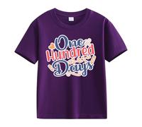 Camisa para chicos 146 Girls and Boys Casual Short Sleeved T Shirt 100 Days of School Opening 100 Days Aniversary Personality Loose Short Sleeved Camiseta de manga corta para niña 146, morado, 6-7