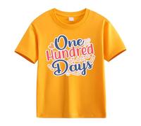 Camisa para chicos 146 Girls and Boys Casual Short Sleeved T Shirt 100 Days of School Opening 100 Days Aniversary Personality Loose Short Sleeved Camiseta de manga corta para niña 146, amarillo, 6-7