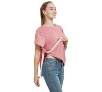 Camisa para después de la cirugía del hombro, camisa de manga corta para mujer con broche de presión, ropa de quimioterapia, Rosado, M