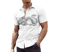 Camisa para hombre, camiseta de manga corta, camiseta de verano con estampado de dragón chino, cierre de botones, parte superior ligera, transpirable, ropa informal, retro, camisetas de golf