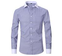 Camisa para Hombre - Camiseta Hombres Slim Fit Loose con Botones Shirt Primavera Corte Regular Shirts Tops Tallas Grandes Transpirable Manga Corta Camisetas Marina XXL