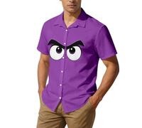 Camisa para hombre con botones de manga corta con estampado de emoji con gráfico de emoji, camisas informales, modernas, divertidas, ropa de calle, camisa de botones, ligera y transpirable, para