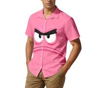 Camisa para hombre con botones de manga corta con estampado de emoji con gráfico de emoji, camisas informales, modernas, divertidas, ropa de calle, camisa de botones, ligera y transpirable, para