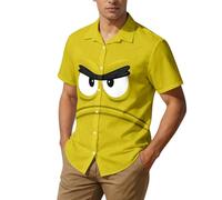 Camisa para hombre con botones de manga corta con estampado de emoji con gráfico de emoji, camisas informales, modernas, divertidas, ropa de calle, camisa de botones, ligera y transpirable, para