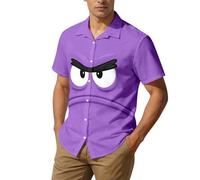 Camisa para hombre con botones de manga corta con estampado de emoji con gráfico de emoji, camisas informales, modernas, divertidas, ropa de calle, camisa de botones, ligera y transpirable, para