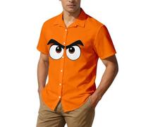 Camisa para hombre con botones de manga corta con estampado de emoji con gráfico de emoji, camisas informales, modernas, divertidas, ropa de calle, camisa de botones, ligera y transpirable, para