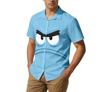 Camisa para hombre con botones de manga corta con estampado de emoji con gráfico de emoji, camisas informales, modernas, divertidas, ropa de calle, camisa de botones, ligera y transpirable, para