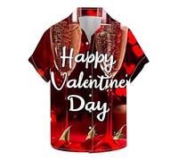 Camisa para hombre con estampado romántico de algodón, blusa para el día a día, diseño festivo de amor, estilo clásico, informal, transpirable, camisa de verano para San Valentín, festival, Estilo/J01