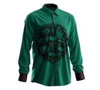 Camisa para hombre de manga larga recta 3D impresa calabazas fantasmas y esqueletos para disfraz de Halloween y hombre, camisa de gran tamaño, delgada, sin planchar para fiesta de cosplay