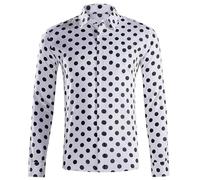 Camisa para hombre vintage con lunares elegantes y ajustados, camisa de trabajo, informal, corte regular, camisa de ocio, suave, cómoda, moderna, para fiestas, clásicas, O blanco., XL