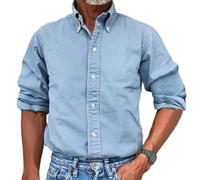 Camisa para Hombres Camisa Casual Oficial Camisa para Hombres Otoño e Invierno Camisa para Hombres Camisa de Manga Larga Camisa Ordinaria Clásica (FR/ES, Letras, XL, Regular, Regular, Azul Cielo)