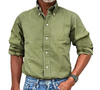 Camisa para Hombres Camisa Casual Oficial Camisa para Hombres Otoño e Invierno Camisa para Hombres Camisa de Manga Larga Camisa Ordinaria Clásica (FR/ES, Letras, XL, Regular, Regular, Verde)