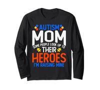 Camisa para mamá con Autismo Some People Look Up To Her Heroes Manga Larga