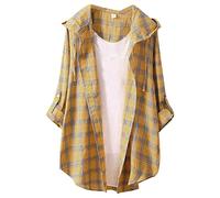 Camisa para mujer, verano, fluida, larga, blusa para mujer, verano, fluida, de doble capa, manta elegante, elegante, elegante, pasparrilla, camisas, estética, blusa, camisa, algodón, lino, vacaciones